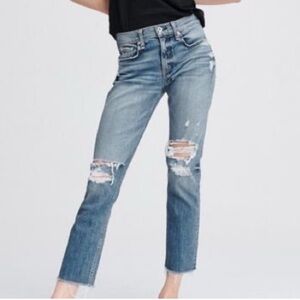 Rag & Bone Distressed Dre Low Rise Ankle Slim Boyfriend Jeans 27